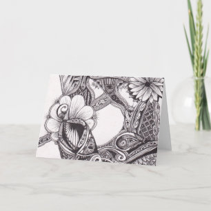 Tarjeta Petales Zig-Zags y puntos Notecard