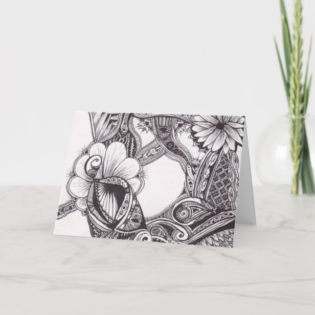 Tarjeta Petales Zig-Zags y puntos Notecard (Anverso)
