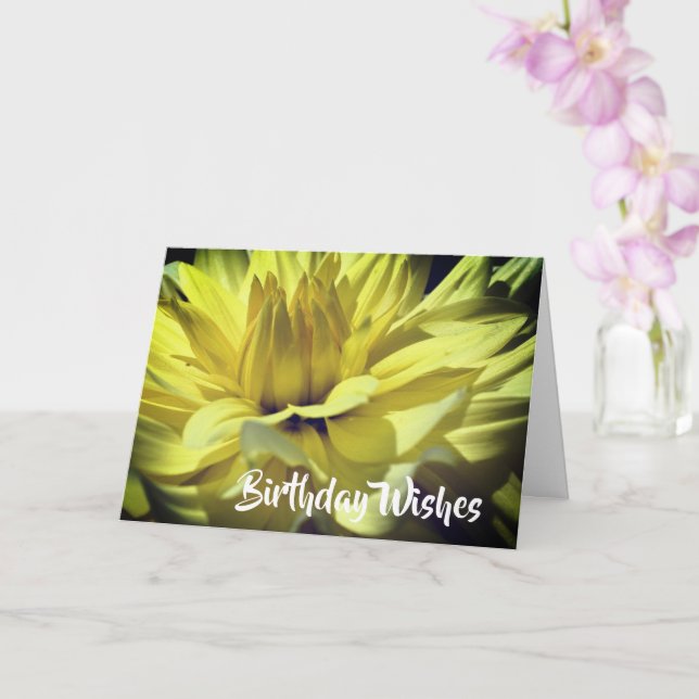 Tarjeta Pétalos de flores de Dahlia amarillo Cumpleaños (Orquídea)