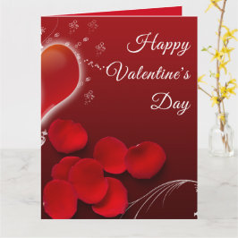 Tarjeta Pétalos de Rosa Roja Corazón Brillante Romántico S