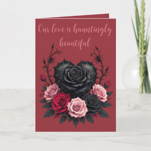 Tarjeta Pétalos negros góticos y San Valentín oscuro de te