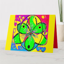 Tarjeta Pétalos verdes rosa amarillo inspirados en el arte