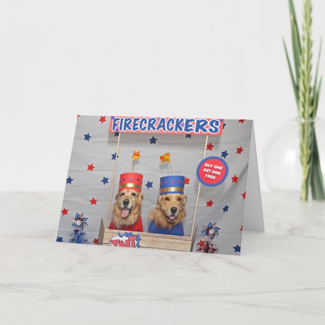 Tarjeta Petardos del golden retriever para la venta (Anverso)