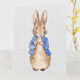 Tarjeta Peter con fondo de cola gris