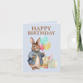 Tarjeta Peter el conejo con el tema de los donut Feliz cum