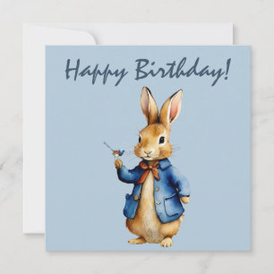 Tarjeta Peter el conejo con Wren Happy Birthday