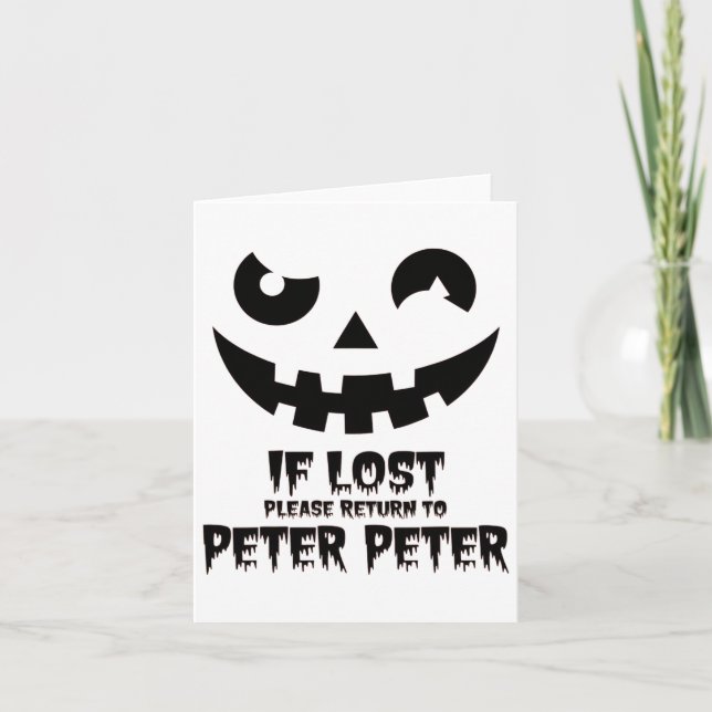 Tarjeta Peter Pumpkin Come Halloween Costuma de parejas (Anverso)