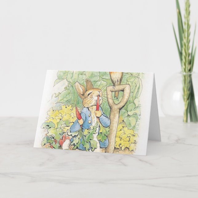 Tarjeta Peter Rabbit En El Jardín - Beatriz Potter (Anverso)