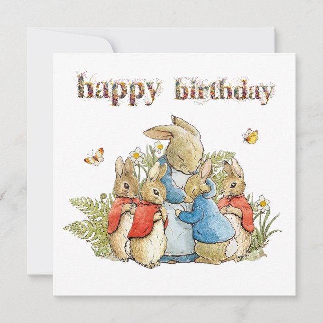 Tarjeta Peter the Rabbit Josephine Bunny Feliz cumpleaños (Anverso)