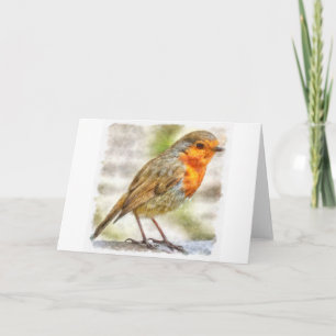 Tarjeta Petirrojo de Navidad Acuarela de Invierno