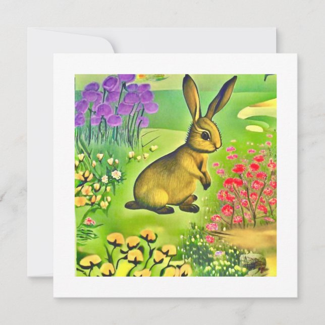 Tarjeta Petit lièvre dans les fleurs (Anverso)