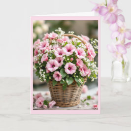 Tarjeta Petunias Rosas Personaliza Cumpleaños También