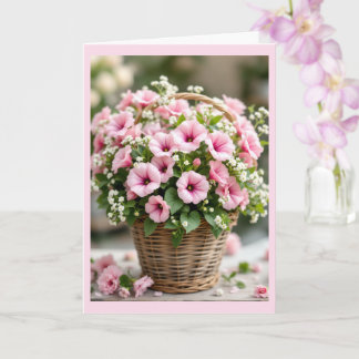 Tarjeta Petunias Rosas Personaliza Cumpleaños También