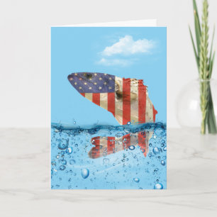 Tarjeta Pez de bandera americana saltando fuera del agua