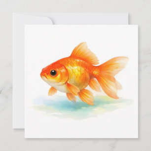 Tarjeta Pez dorado acuarela