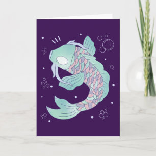 Tarjeta Pez Koi Pastel Arte Popular Caprichoso Subacuáti