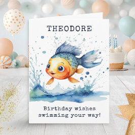 Tarjeta Pez Saltarín Cumpleaños Personalizado Niños Colori