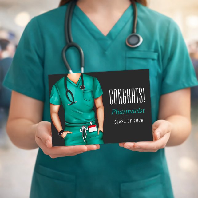 Tarjeta Pharmacist Graduation Congrats Card (Pharmacist graduation greeting card with clean modern design for a proud milestone)