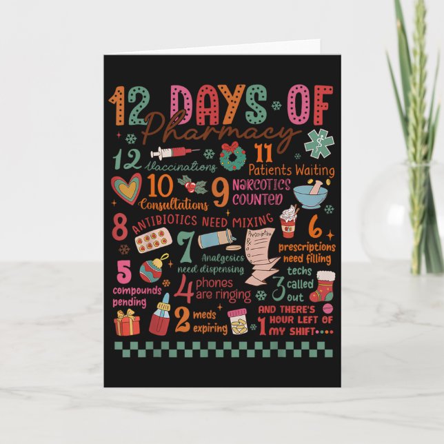 Tarjeta Pharmacy Christmas Shirt - 12 Days Of Pharmacy Tec (Anverso)