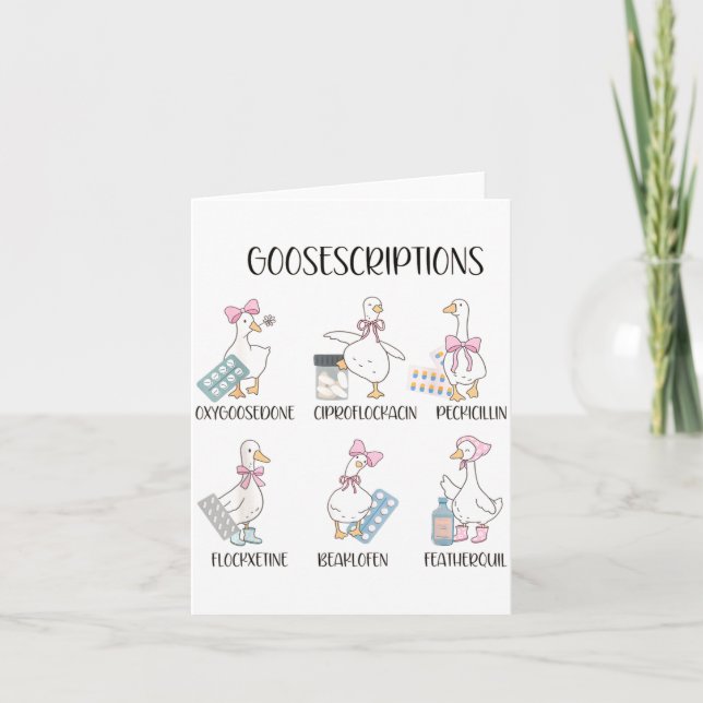 Tarjeta Pharmacy Funny Goose Silly Prescriptions Puns Medi (Anverso)