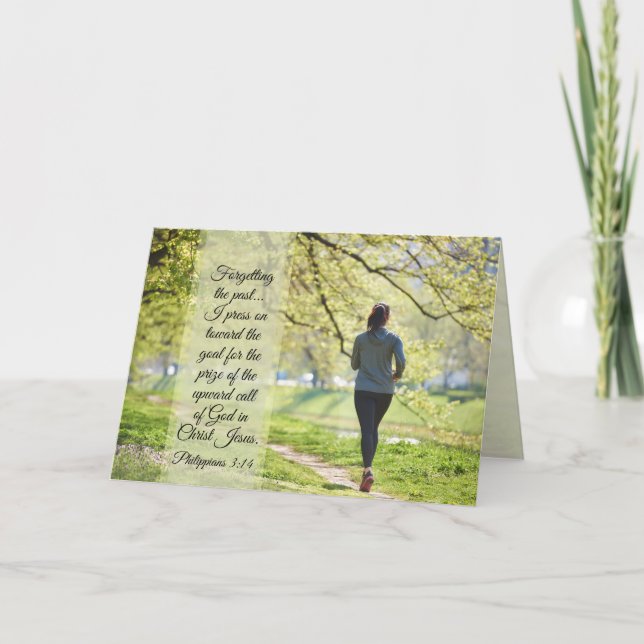 Tarjeta Philippians 3:13-14 presiono hacia el objetivo (Anverso)