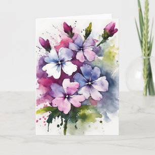 Tarjeta Phlox - Flores acuarela