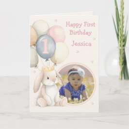 Tarjeta Photo 1st Birthday Folded Greeting Card