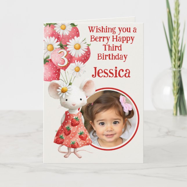 Tarjeta Photo 3rd Birthday Folded Greeting Card (Anverso)