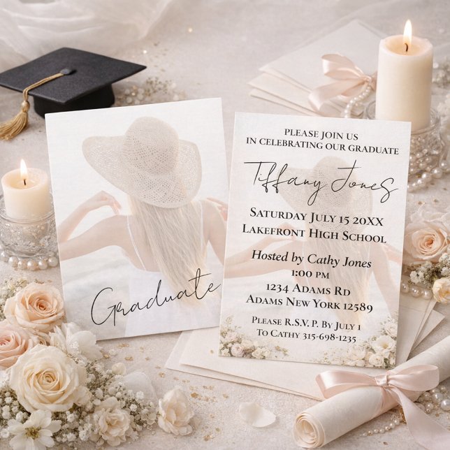 Tarjeta Photo Graduation Invitation with Script Typography (Subido por el creador)