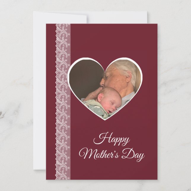 Tarjeta Photo inside Heart image with lace border (Anverso)