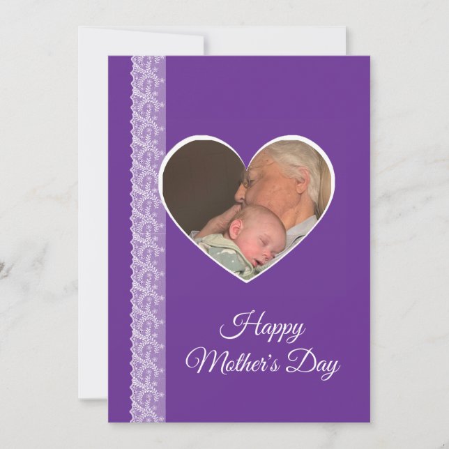 Tarjeta Photo inside Heart image with lace border (Anverso)