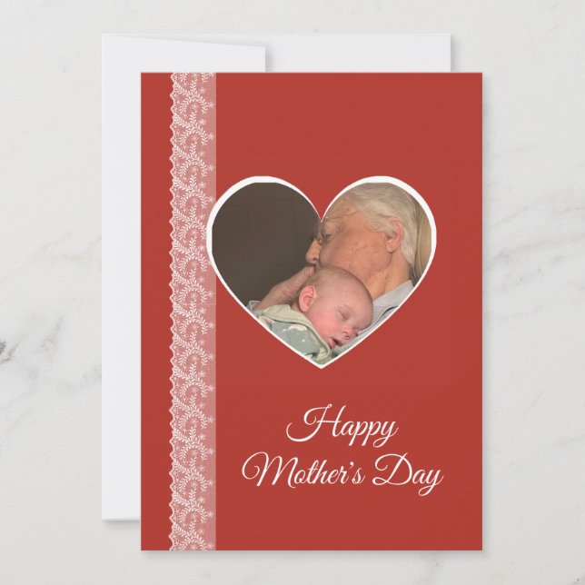 Tarjeta Photo inside Heart image with lace border (Anverso)