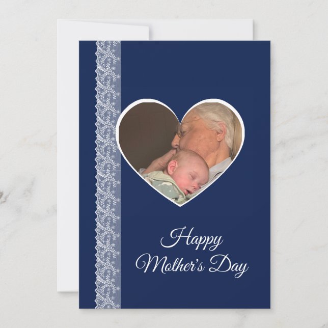 Tarjeta Photo inside Heart image with lace border (Anverso)