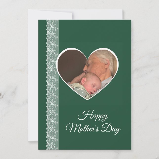 Tarjeta Photo inside Heart image with lace border (Anverso)