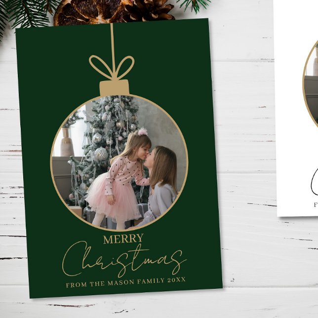 Tarjeta photo Merry Christmas bauble Photo Card (Subido por el creador)