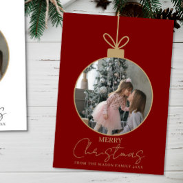 Tarjeta photo Merry Christmas bauble Photo Card