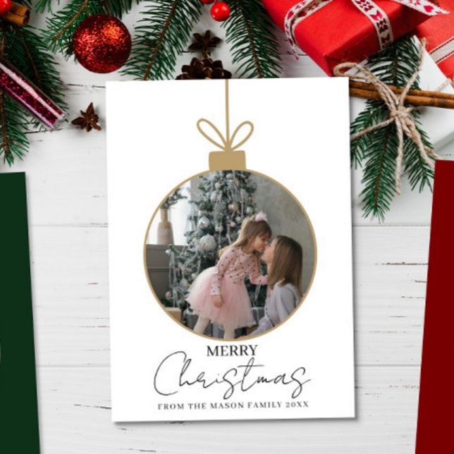 Tarjeta photo Merry Christmas bauble Photo Card (Subido por el creador)