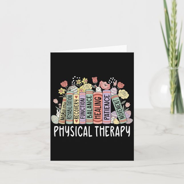 Tarjeta Physical Therapy Floral Book Easter PT Physical (Anverso)