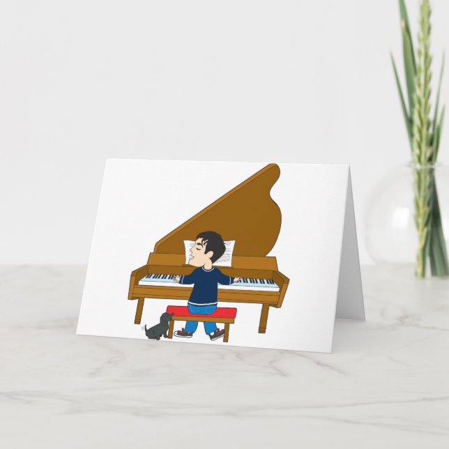 Tarjeta Pianista y perro (Anverso)