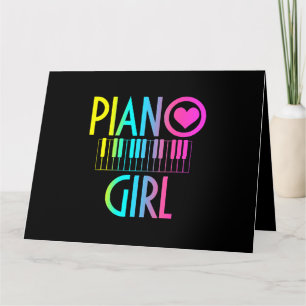 Tarjeta Piano Chica Funny Pianist Music Notes Musical Keyb