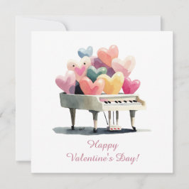 Tarjeta Piano de Corazones del Día de San Valentín