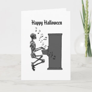 Tarjeta Piano esquelético musical del vintage del feliz