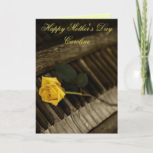 Tarjeta Piano feliz del día de la madre (Anverso)