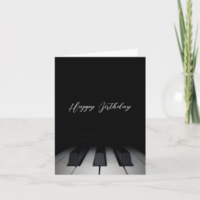 Tarjeta Piano negro moderno feliz cumpleaños (Anverso)
