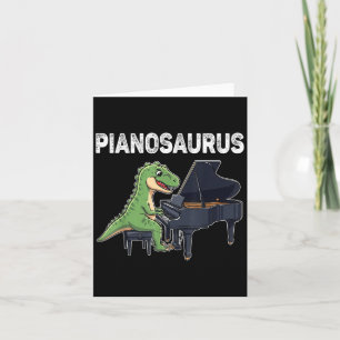 Tarjeta Pianosaurus Dinosaurio Divertido Tocando Piano Mús