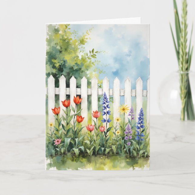 Tarjeta Picket Fence with Flowers Sympathy (Anverso)