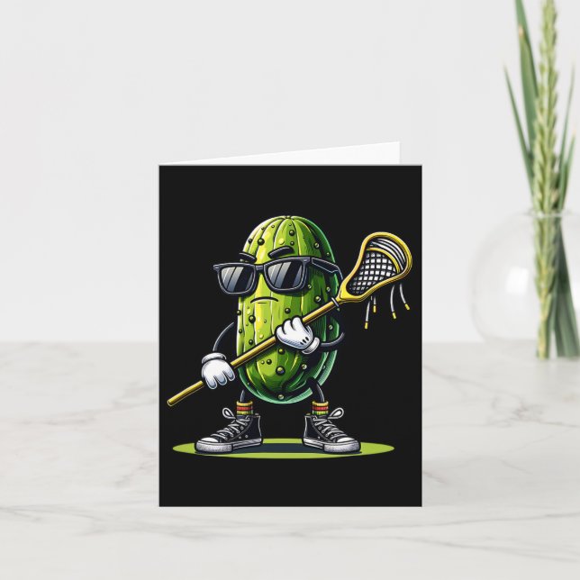 Tarjeta Pickle Jugando Lacrosse Funny Deportes De Moda Par (Anverso)