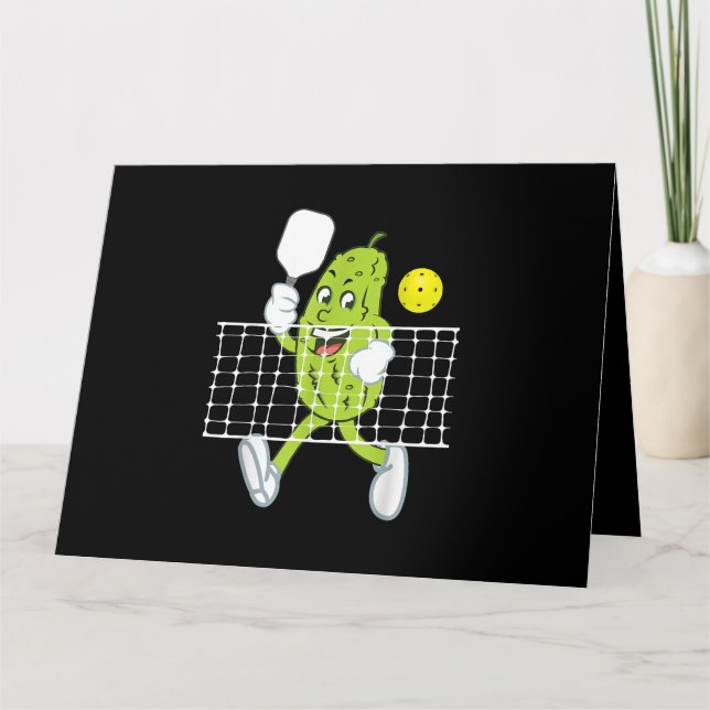 Tarjeta Pickle Jugando Pickleball - Divertido Paddle (Anverso)
