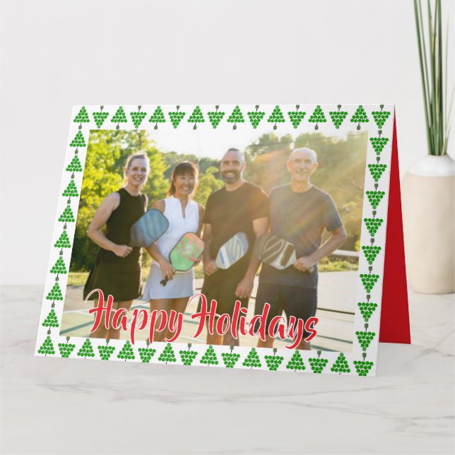 Tarjeta Pickleball Christmas Tree Happy Holidays Photo (Anverso)