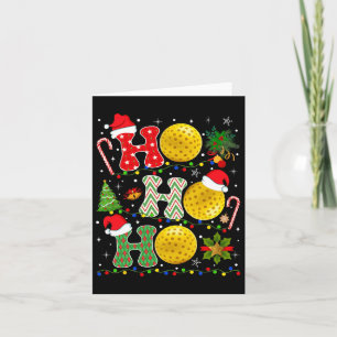 Tarjeta Pickleball de árbol de navidad Ho Ho Santa Luces X